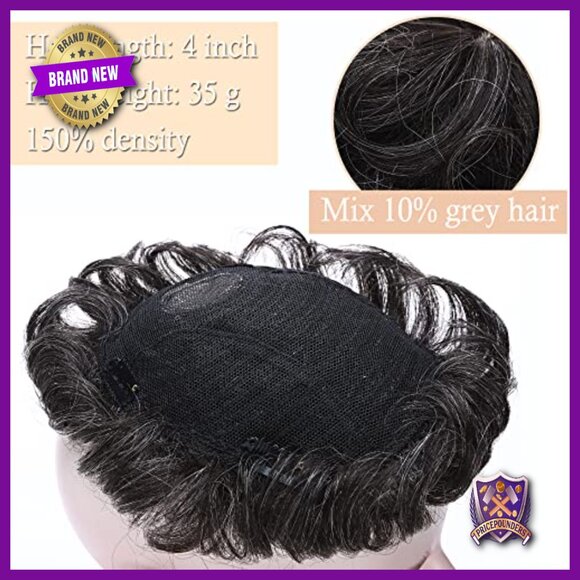 Human Hair Topper for Thinning Hair, 150% Density, 4 Inch Curly Wig main image 6